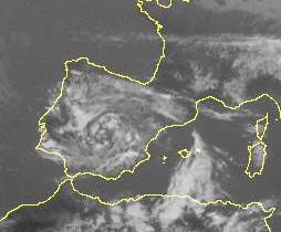 image satellite du 7 avril : la dépression est
centrée sur l'Andalousie andalouse